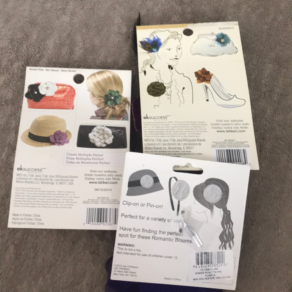 NWT Pin & Clip Purple Flower Lot of 3 - Picture 5 of 6